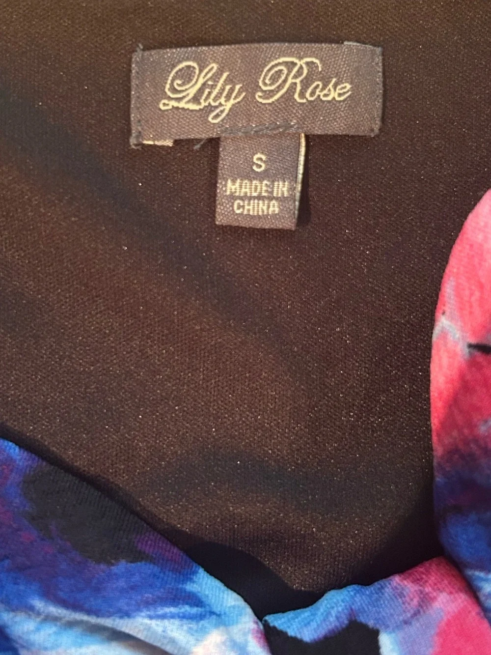 Lily Rose Black Pink Blue Floral Cutout Fit & Flare Sleeveless Zip Dress S - Picture 2 of 4